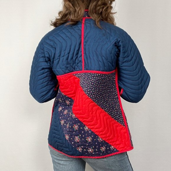 Vintage 60s 70s Quilted Floral Light Jacket Oversized Cottagecore Grandmacore - Picture 5 of 9